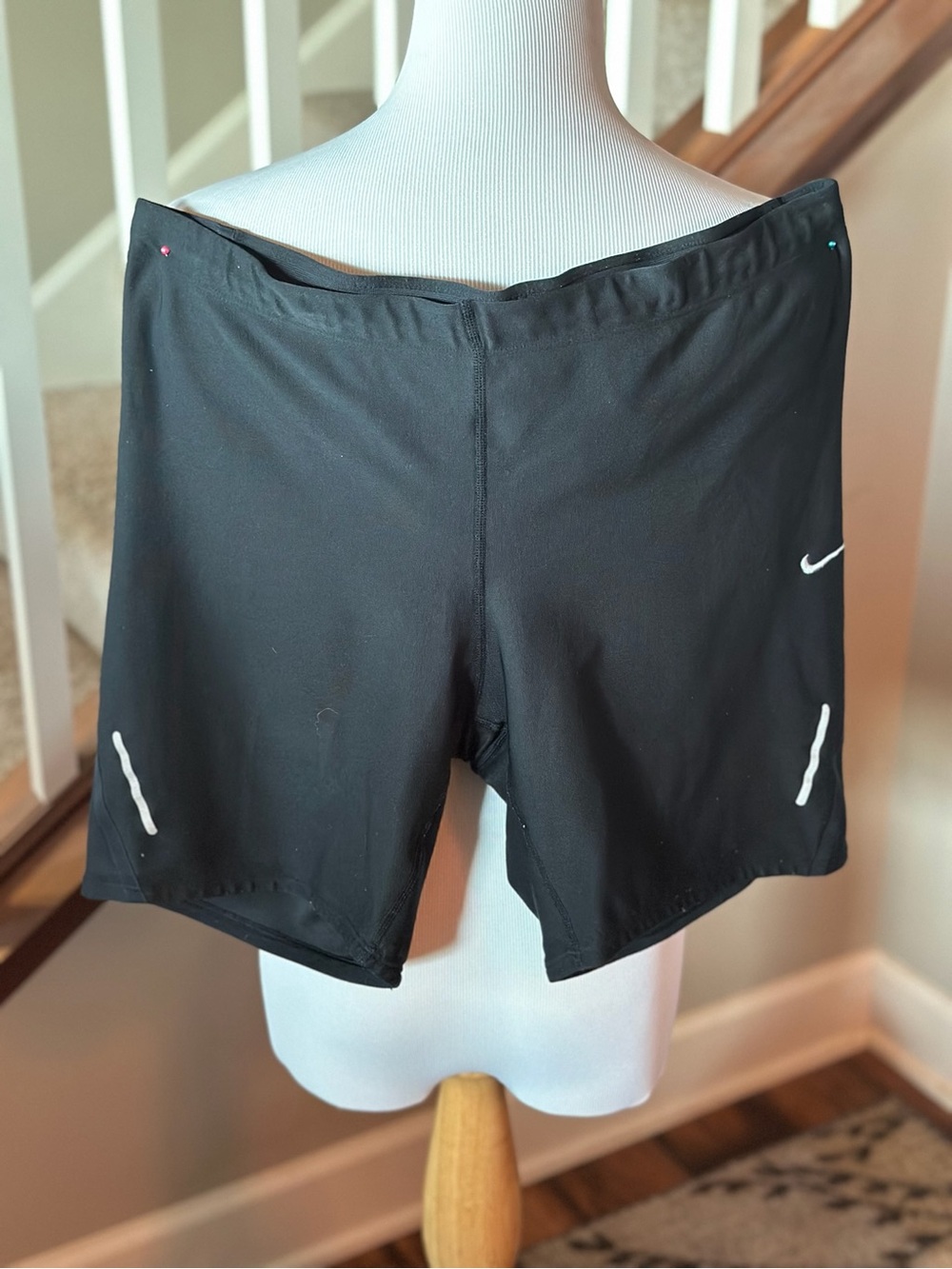 Nike Black Running Shorts with White Swoosh - L4004